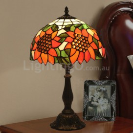 12 Inch European Stained Glass Sunflower Style Table Lamp