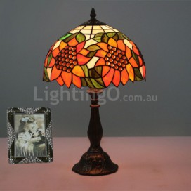 12 Inch European Stained Glass Sunflower Style Table Lamp