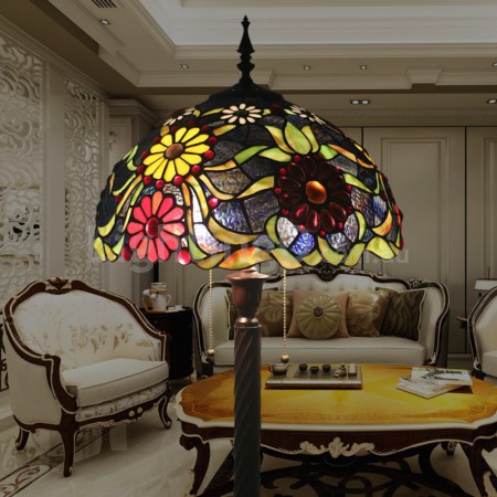 16 Inch European Stained Glass Floor Lamp