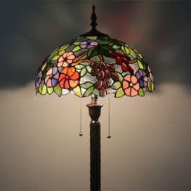 16 Inch European Stained Glass Grape Style Floor Lamp