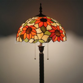 16 Inch Retro Stained Glass Sunflower Style Floor Lamp