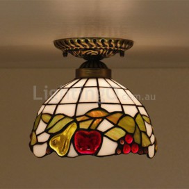 8 Inch American Stained Glass Flush Mount