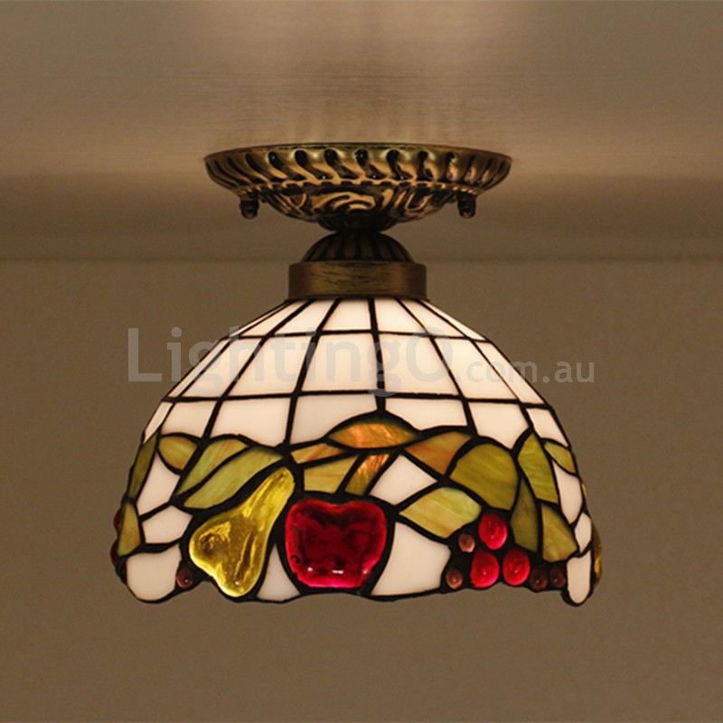 Colored glass flush online mount ceiling light