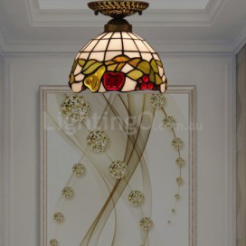 8 Inch American Stained Glass Flush Mount