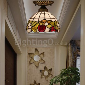 8 Inch American Stained Glass Flush Mount