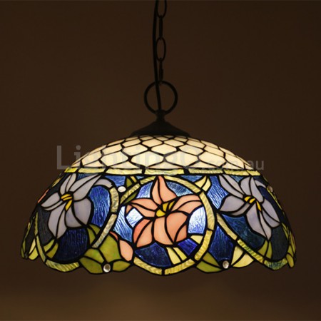 16 Inch European Stained Glass Pendant Light