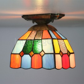 8 Inch European Stained Glass Flush Mount