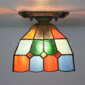 8 Inch European Stained Glass Flush Mount