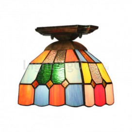 8 Inch European Stained Glass Flush Mount