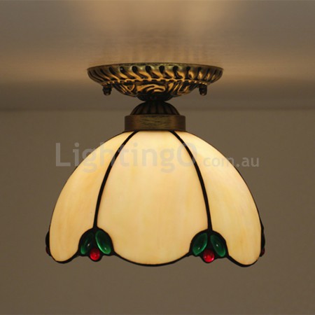 8 Inch American Simple Stained Glass Flush Mount