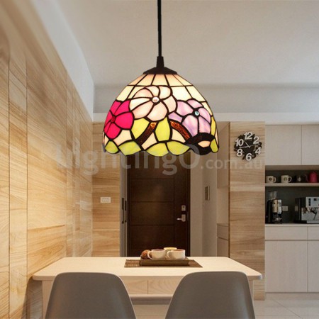 8 Inch European Stained Glass Pendant Light