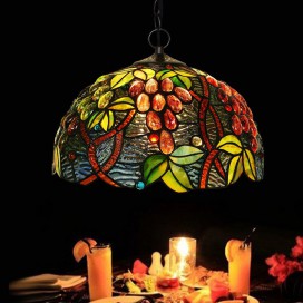 12 Inch Retro Stained Glass Pendant Light