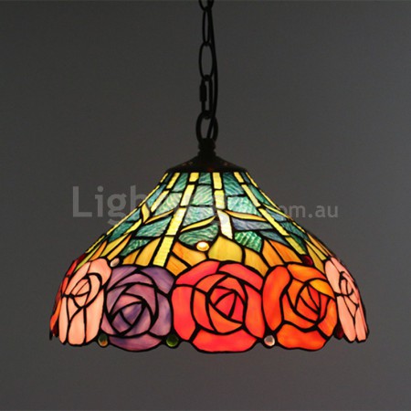 12 Inch European Stained Glass Pendant Light