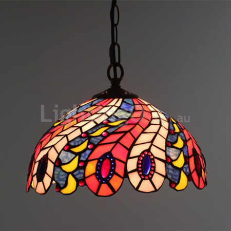 12 Inch European Stained Glass Pendant Light