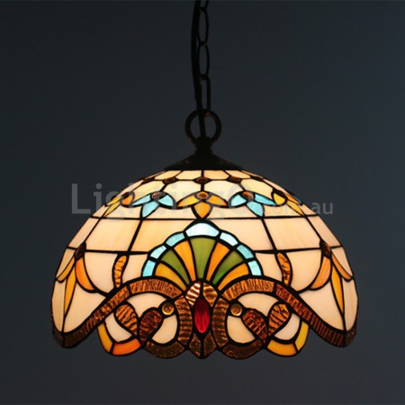 12 Inch European Stained Glass Pendant Light