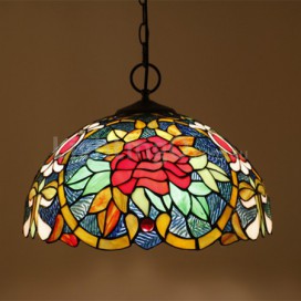 16 Inch European Stained Glass Pendant Light