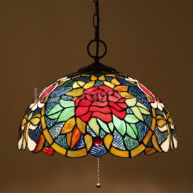 16 Inch European Stained Glass Pendant Light