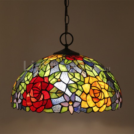 16 Inch European Stained Glass Pendant Light