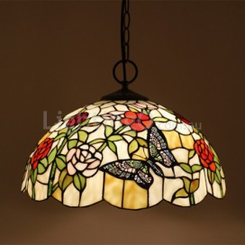 16 Inch European Stained Glass Pendant Light