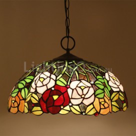 16 Inch European Stained Glass Pendant Light