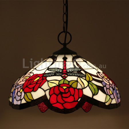 16 Inch European Stained Glass Pendant Light