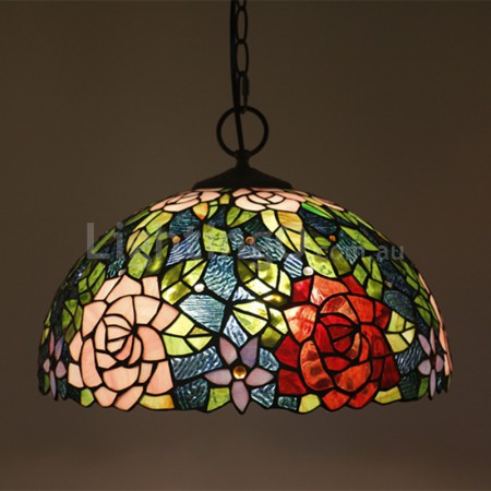 16 Inch European Stained Glass Pendant Light