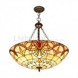 24 Inch European Stained Glass Pendant Light