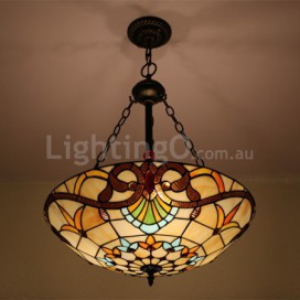 24 Inch European Stained Glass Pendant Light