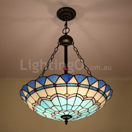 24 Inch European Stained Glass Pendant Light