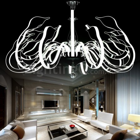 Dimmable 15 Light Modern / Contemporary Steel Chandelier with Acrylic Shade