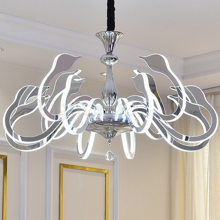 Dimmable 10 Light Modern / Contemporary Steel Chandelier with Acrylic Shade