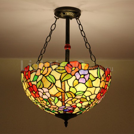 16 Inch European Stained Glass Tiffany Flush Mount