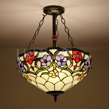 16 Inch European Stained Glass Tiffany Flush Mount