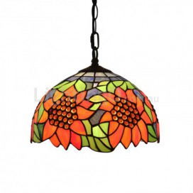 12 Inch European Stained Glass Sunflower Style Pendant Light