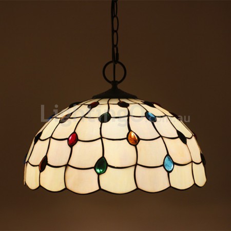 16 Inch European Stained Glass Pendant Light