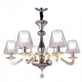 Dimmable 6 Light Modern / Contemporary Steel Chandelier with Glass Shade