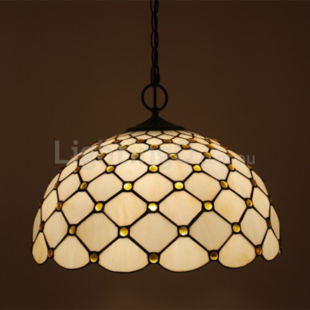 16 Inch European Stained Glass Pendant Light