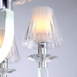 Dimmable 8 Light Crystal Chandelier with Glass Shade