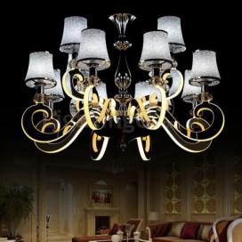 Dimmable 12 Light Modern / Contemporary Steel Chandelier with Glass Shade