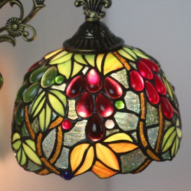 8 Inch European Stained Glass Grape Style Wall Light