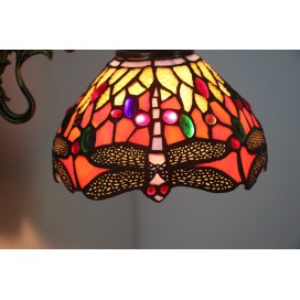 8 Inch European Stained Glass Dragonfly Style Wall Light