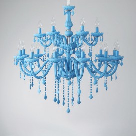 18 Light (12+6) 2 Tiers Macaron Blue Nordic Style Candle Style Crystal Chandelier