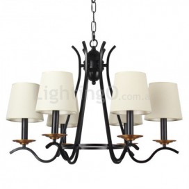 6 Light Black Retro Contemporary Candle Style Chandelier