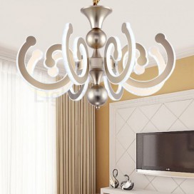 Dimmable 8 Light Modern / Contemporary Steel Chandelier with Acrylic Shade