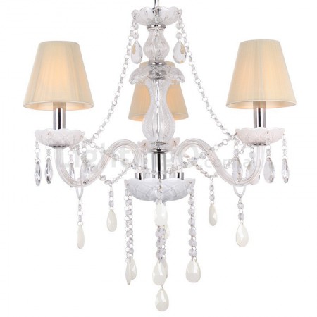 3 Light White K9 Crystal Candle Style Chandelier