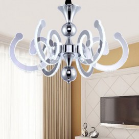 Dimmable 8 Light Modern / Contemporary Steel Chandelier with Acrylic Shade