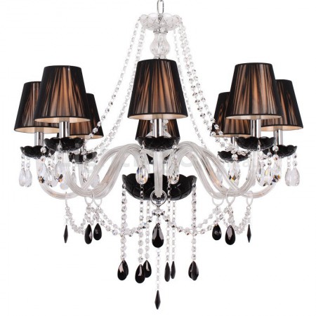 8 Light Contemporary Black Brushed K9 Crystal Candle Style Chandelier