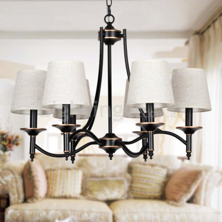 6 Light Rustic Retro Black Contemporary Candle Style Chandelier