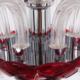 6 Light Red K9 Crystal Candle Style Chandelier