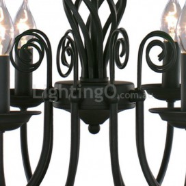 5 Light Contemporary Retro Black Candle Style Chandelier